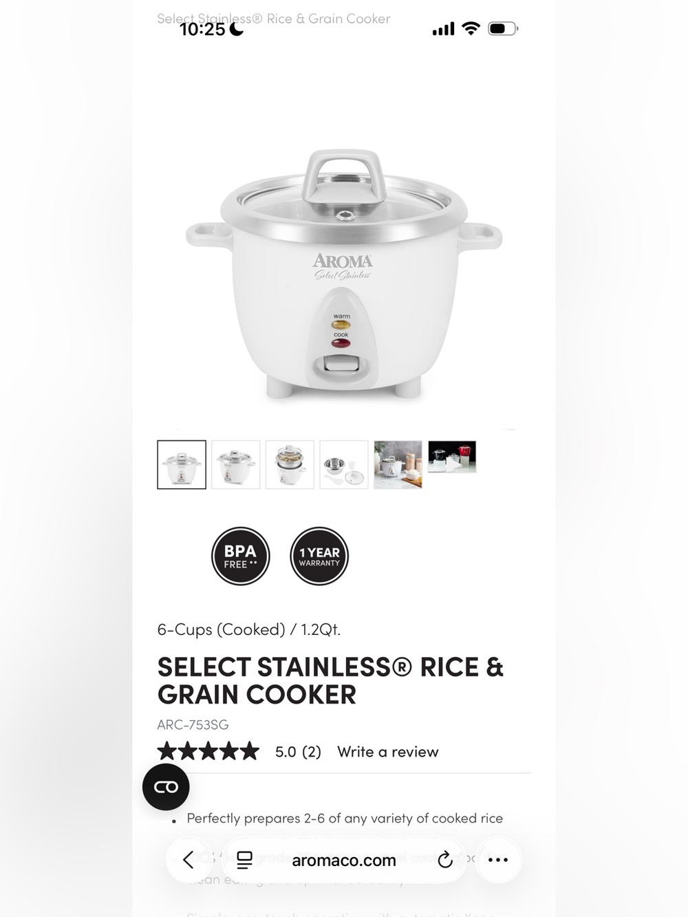 Mini 6-cup Aroma Rice Cooker - Picture 6 of 9